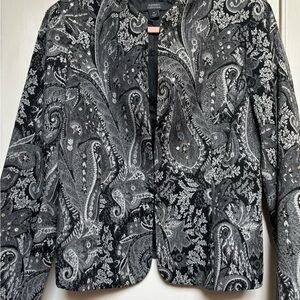 Elegant Black and Gray Paisley Women's Jacket dressbarn collection size 14